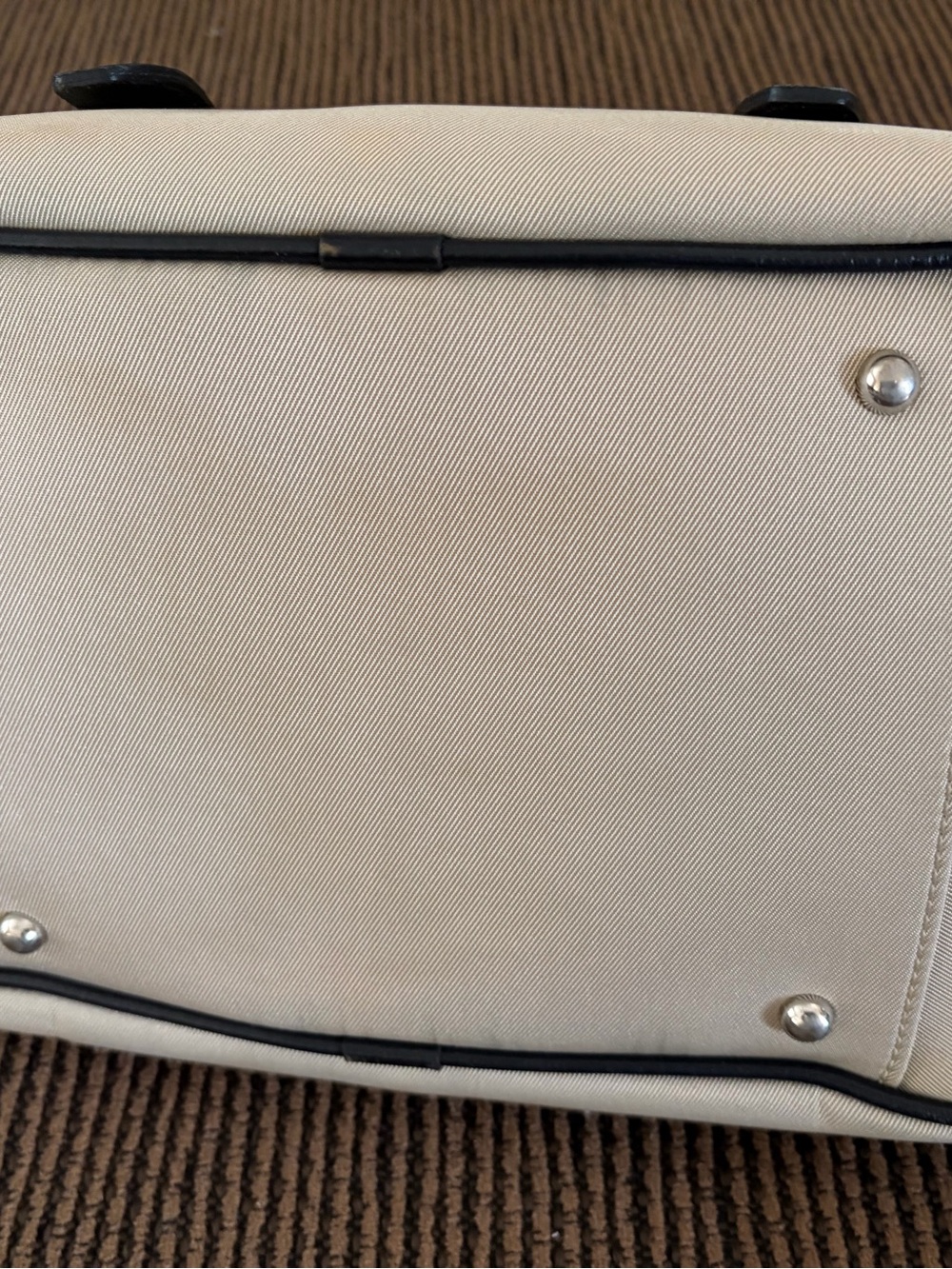 Burberry Nova Check Satchel Jacquard Leather Handbag Black Beige - Picture 13 of 16